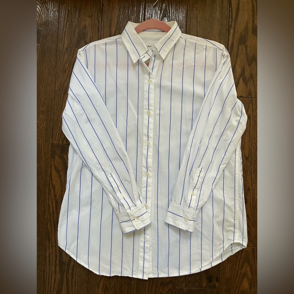 Wilfred Free Relaxed Shirt Organic Cotton White and Blue Stripes size XS